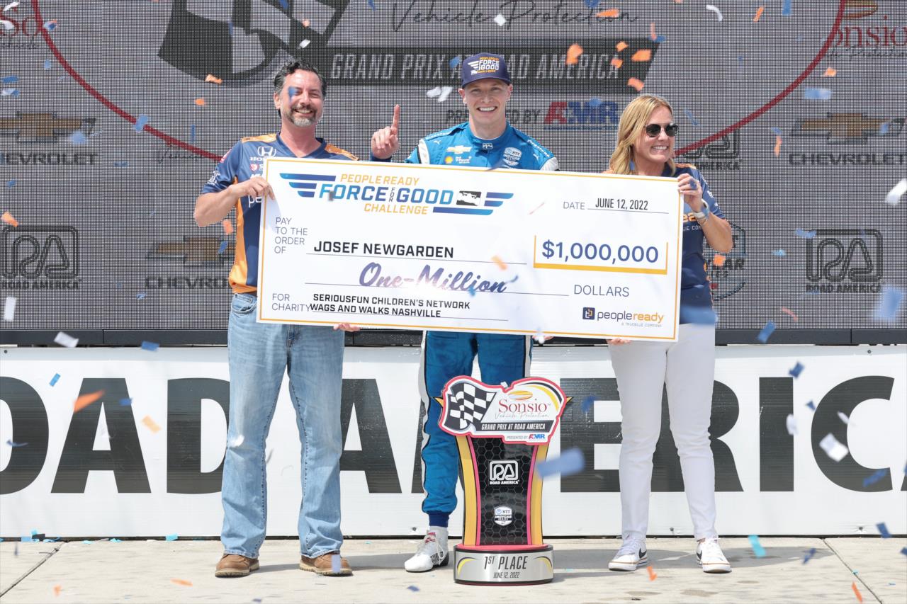 Josef Newgarden wins $1 Million in the PeopleReady Force for Good Challenge - Sonsio Grand Prix at Road America - By: Chris Owens -- Photo by: Chris Owens